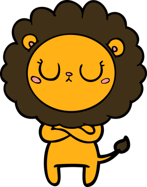 Bir insan tarafından çizilmiş çizgi film aslanı.