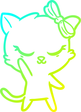 Bir insan tarafından çizilmiş bir çizgi film kedisinin soğuk gradyan çizimi