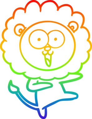 gökkuşağı gradyanı çizimi bir insan tarafından çizilmiş mutlu bir karikatür aslanı