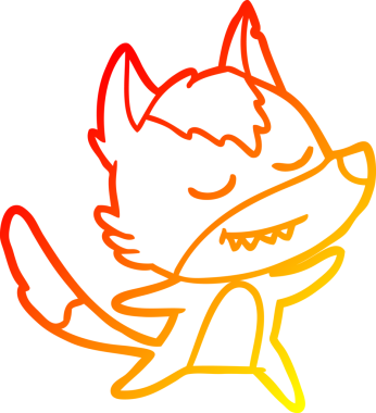 Bir insan tarafından çizilmiş, dost canlısı bir kurt çizgi filminin çizimi.