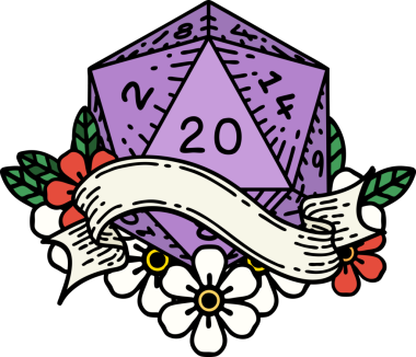 Retro Dövme Biçimi Doğal 20 D20 zar bir insan tarafından çizildi