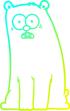 Bir çizgi filmin soğuk gradyan çizimi bir insan tarafından çizilmiş sürpriz bir ayı.