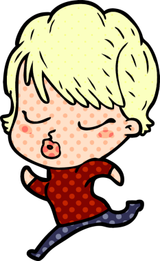 Bir insan tarafından çizilmiş gözleri kapalı çizgi film kadını.