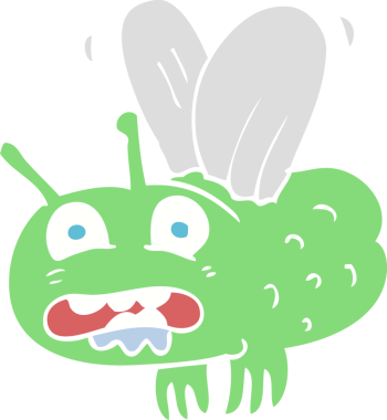 Bir insan tarafından çizilen sineğin düz renk çizimi