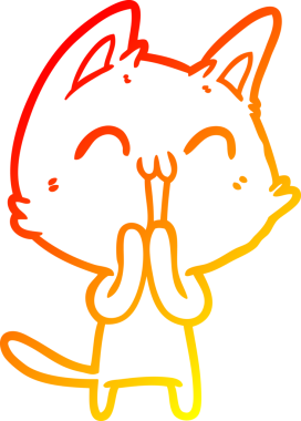 Bir insan tarafından çizilmiş mutlu çizgi film kedisinin sıcak çizgi çizgisi.