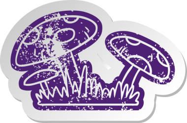 Bir insan tarafından çizilmiş kurbağa dışkısının eski bir karikatür çıkartması.