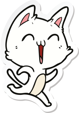 Bir insan tarafından çizilmiş mutlu çizgi film kedisinin çıkartması.