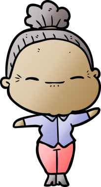 Bir insan tarafından çizilmiş barışçıl yaşlı bir kadın.