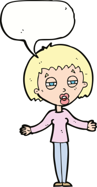 Bir insan tarafından çizilmiş konuşma balonu olan şüpheli bir karikatür.