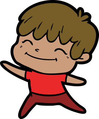 Bir insan tarafından çizilmiş mutlu çocuk çizgi filmi.