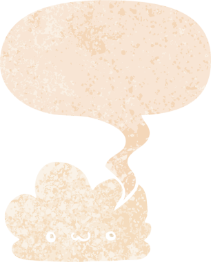 Bir insan tarafından çizilmiş grunge sıkıntılı retro biçiminde konuşma baloncuğu ile sevimli çizgi film bulutu