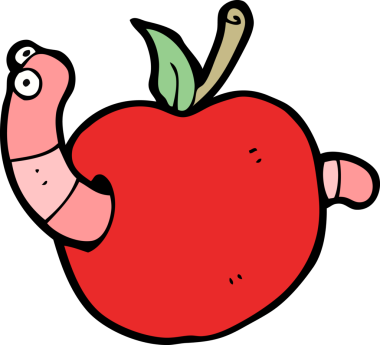 Bir insan tarafından çizilmiş elma solucanı.