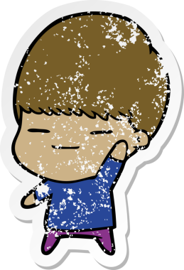 Bir insan tarafından çizilmiş kendini beğenmiş bir çizgi film karakterinin sıkıntılı çıkartması.