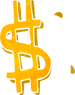 bir insan tarafından çizilmiş çizgi film dolar sembolü