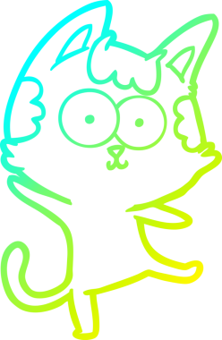 Bir insan tarafından çizilmiş mutlu çizgi film kedisinin soğuk çizgi çizimi.