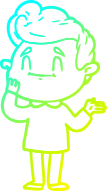 Bir insan tarafından çizilmiş mutlu bir çizgi film karakteri çizimi.