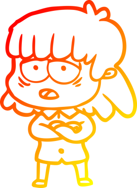 Bir insan tarafından çizilmiş, karikatür çizen, yorgun bir kadın.