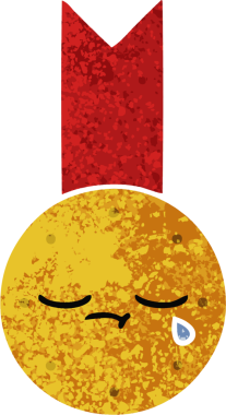 Bir insan tarafından çizilmiş altın madalyanın retro çizim tarzı karikatürü.