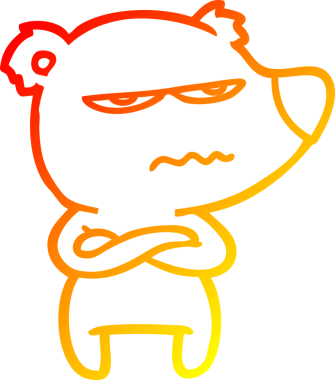 Bir insan tarafından çizilmiş kızgın ayı karikatürünün sıcak gradyan çizimi