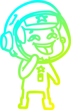 Bir insan tarafından çizilmiş gülen astronotun soğuk gradyan çizimi