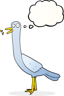 Bir insan tarafından çizilmiş serbest çizim balon karikatür kuşu.