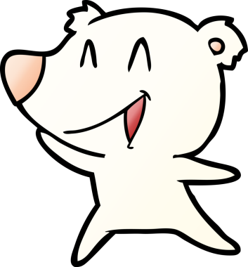 Bir insan tarafından çizilmiş gülen kutup ayısı çizgi filmi.