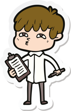 Bir insan tarafından çizilmiş garip bir adamın çıkartması.