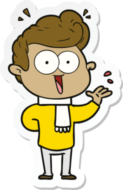 Bir insan tarafından çizilmiş heyecanlı bir adamın çıkartması.