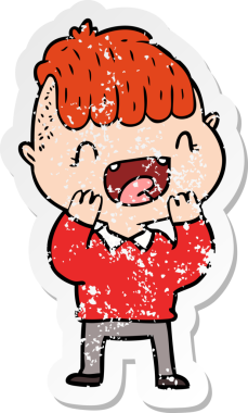 Bir insan tarafından çizilmiş üzgün, mutlu bir çocuğun çıkartması.