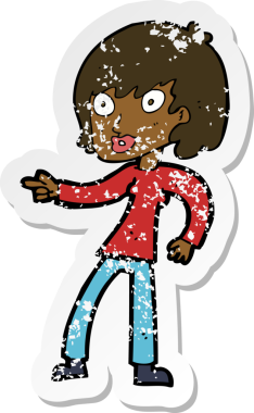 Bir insan tarafından çizilmiş karikatür kadının gerilmiş çıkartması.