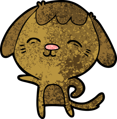 Bir insan tarafından çizilmiş mutlu çizgi film köpeği.