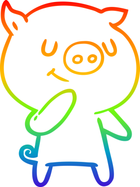 gökkuşağı gradyan çizimi mutlu çizgi domuz çizimi bir insan tarafından çizilmiş