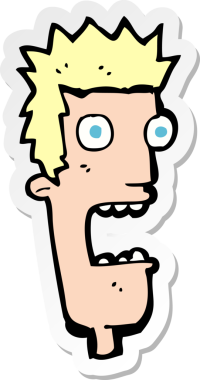 Bir karikatür çıkartması Bir insan tarafından çizilmiş şok adam yüzü