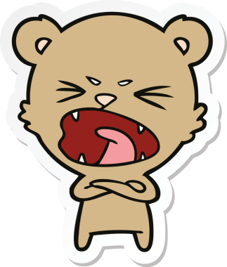 Bir insan tarafından çizilmiş çizgi film ayısının çıkartması.