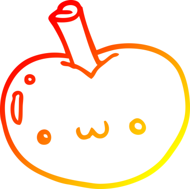 Bir insan tarafından çizilen elma çizgi romanının sıcak gradyan çizimi