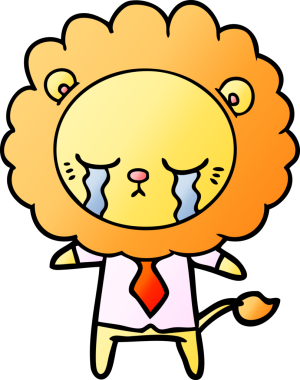 Bir insan tarafından çizilmiş ağlayan çizgi film aslanı.