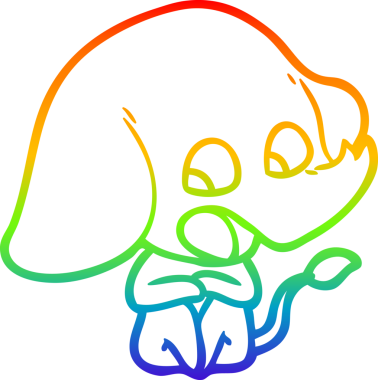 Gökkuşağı gradyan çizgisi bir insan tarafından çizilmiş şirin bir fil çizimi