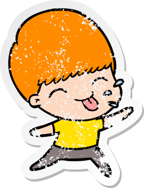 Bir insan tarafından çizilmiş kaba bir adamın sıkıntılı çıkartması.