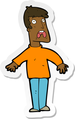 Bir insan tarafından çizilmiş bir karikatürün çıkartması.