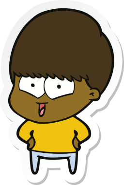 Bir insan tarafından çizilmiş mutlu bir çocuğun çıkartması.