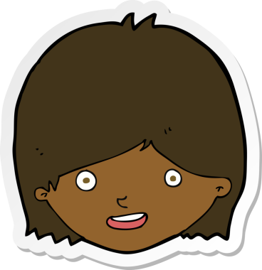 Bir insan tarafından çizilmiş mutlu kadın yüzü çıkartması.