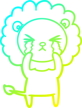 Bir insan tarafından çizilmiş ağlayan aslanın soğuk gradyan çizgisi