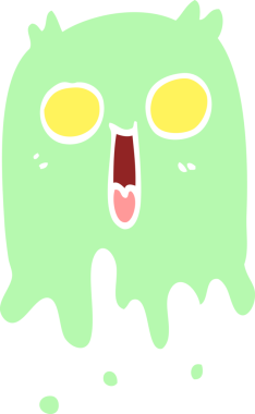 Bir insan tarafından çizilmiş düz renkli karikatür, ürkütücü hayalet.