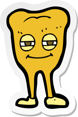 Bir insan tarafından çizilmiş gülümseyen diş etiketi.