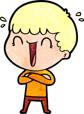 Bir insan tarafından çizilmiş gülen karikatür adam.