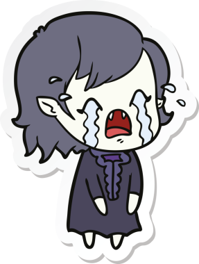 Bir insan tarafından çizilmiş ağlayan vampir bir kızın çıkartması.