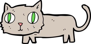 Bir insan tarafından çizilmiş çizgi film kedisi.