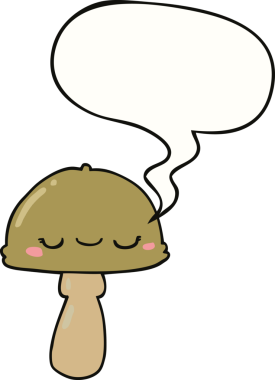 Bir insan tarafından çizilmiş konuşma baloncuklu mantar.