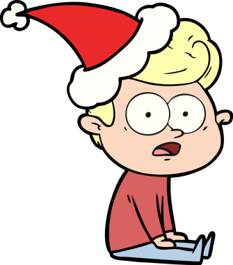 Bir insan tarafından çizilmiş Noel Baba şapkası takan bir adamın el çizimi.