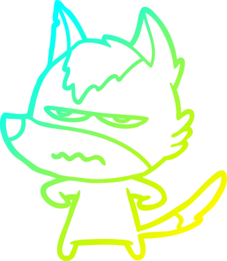 Bir insan tarafından çizilmiş, kızgın bir kurdun soğuk çizgi çizimi.